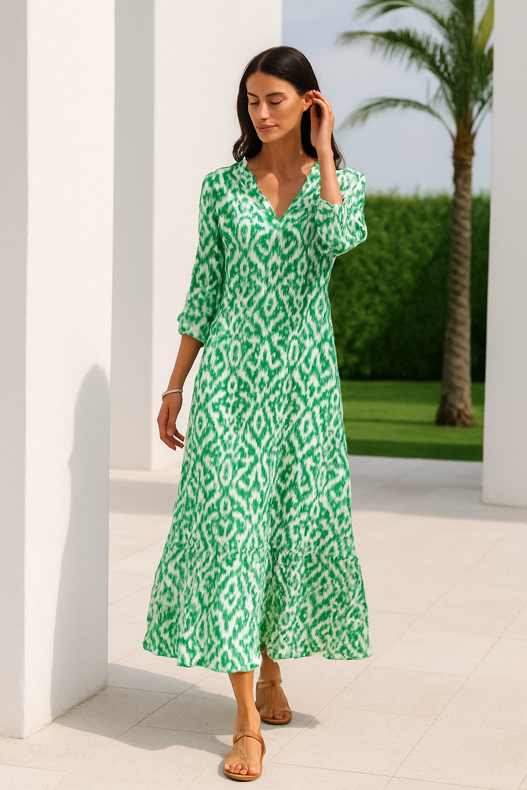 Serena | Zomerjurk met V‑Hals en Halve Mouwen