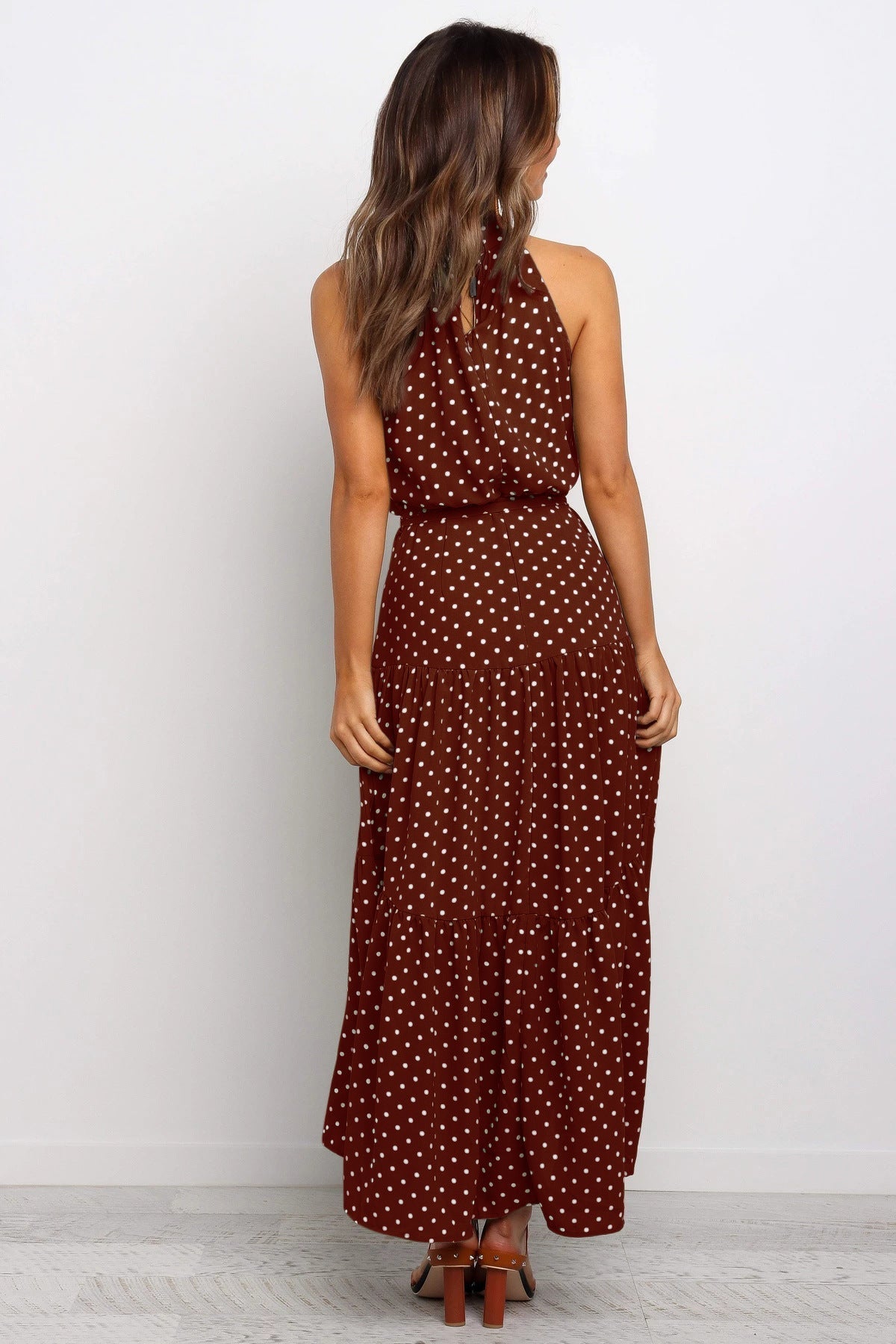Rafaela - Elegante Midi Jurk met Stipjes en Halsband