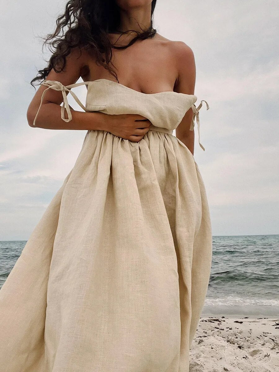 Alessia | Linnen Strandjurk – Vintage Look
