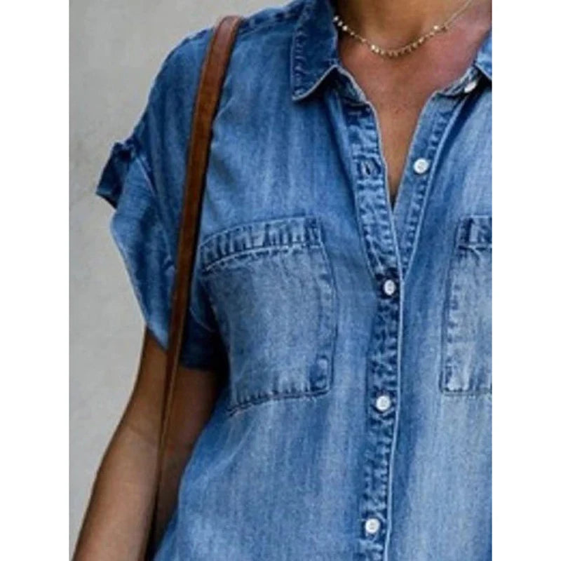 Single Breasted Denim Shirt Dress