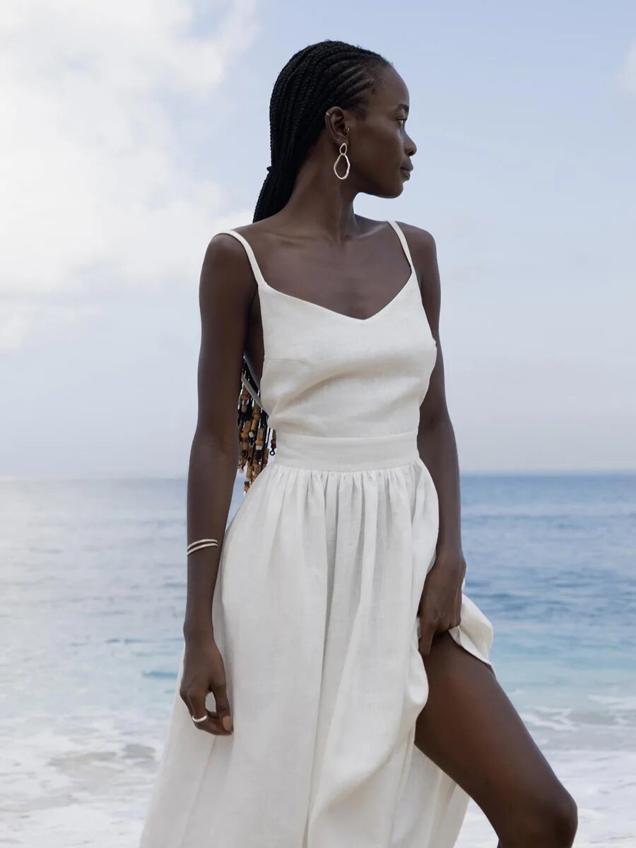 Alessia | Linnen Strandjurk – Vintage Look