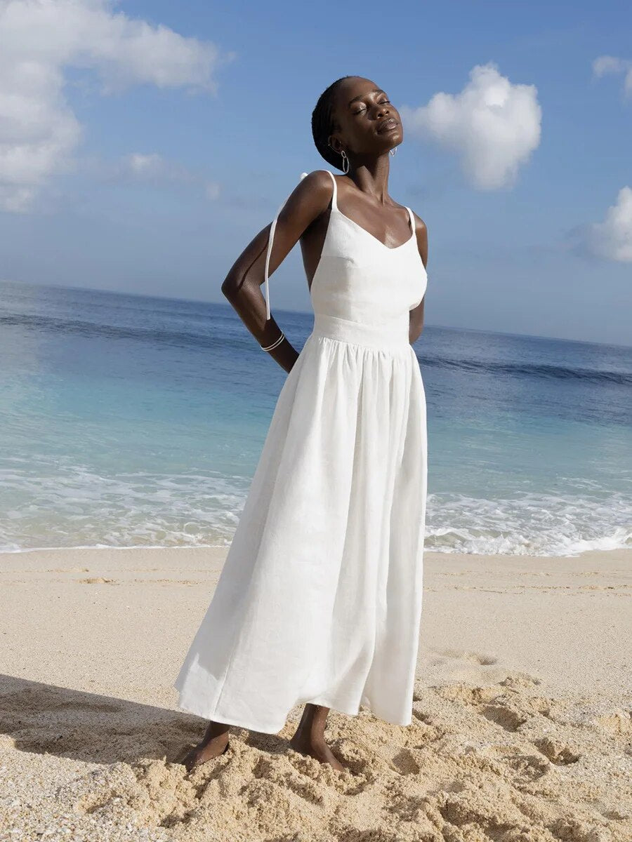Alessia | Linnen Strandjurk – Vintage Look
