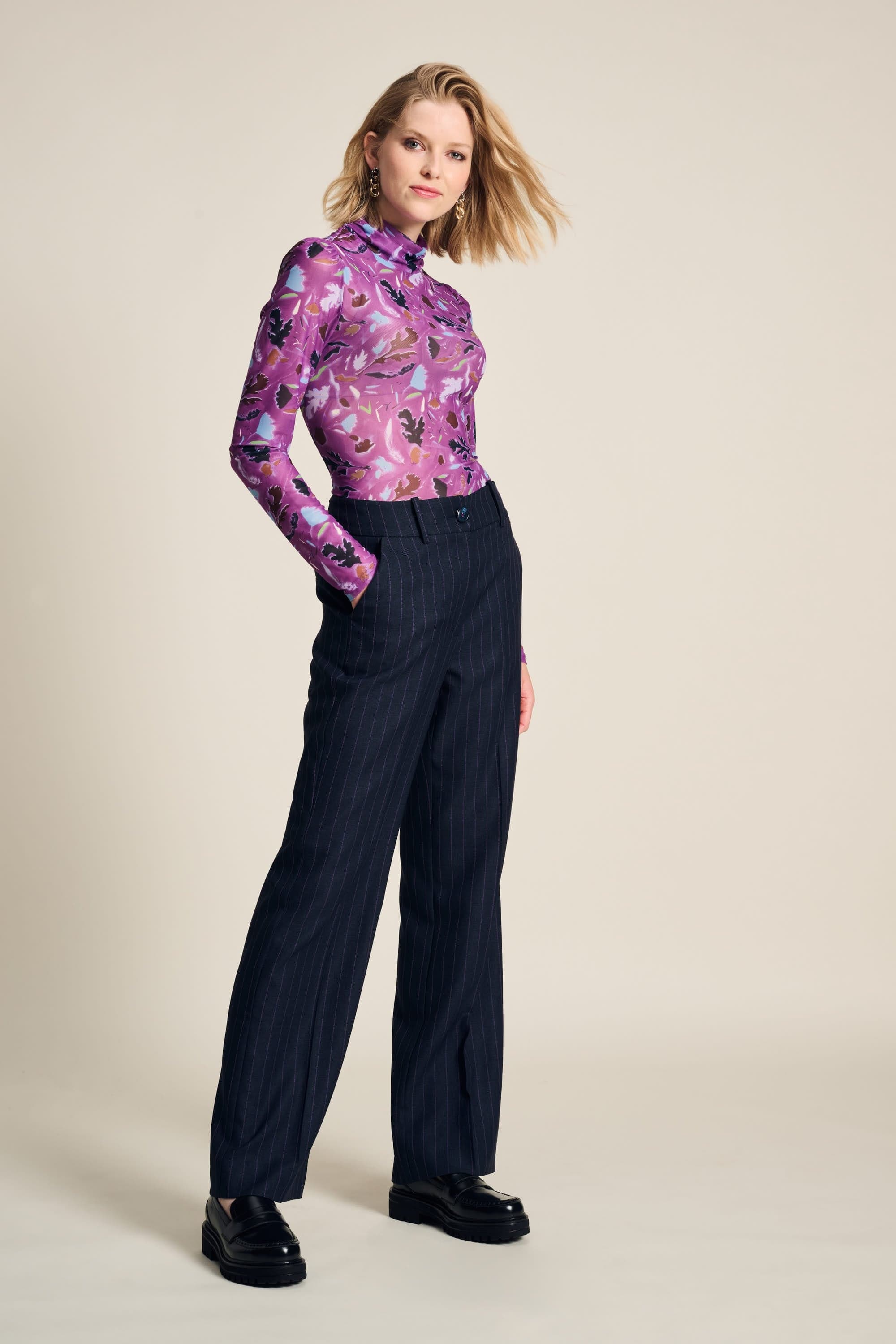 BROEK - Striped Midnight Blue