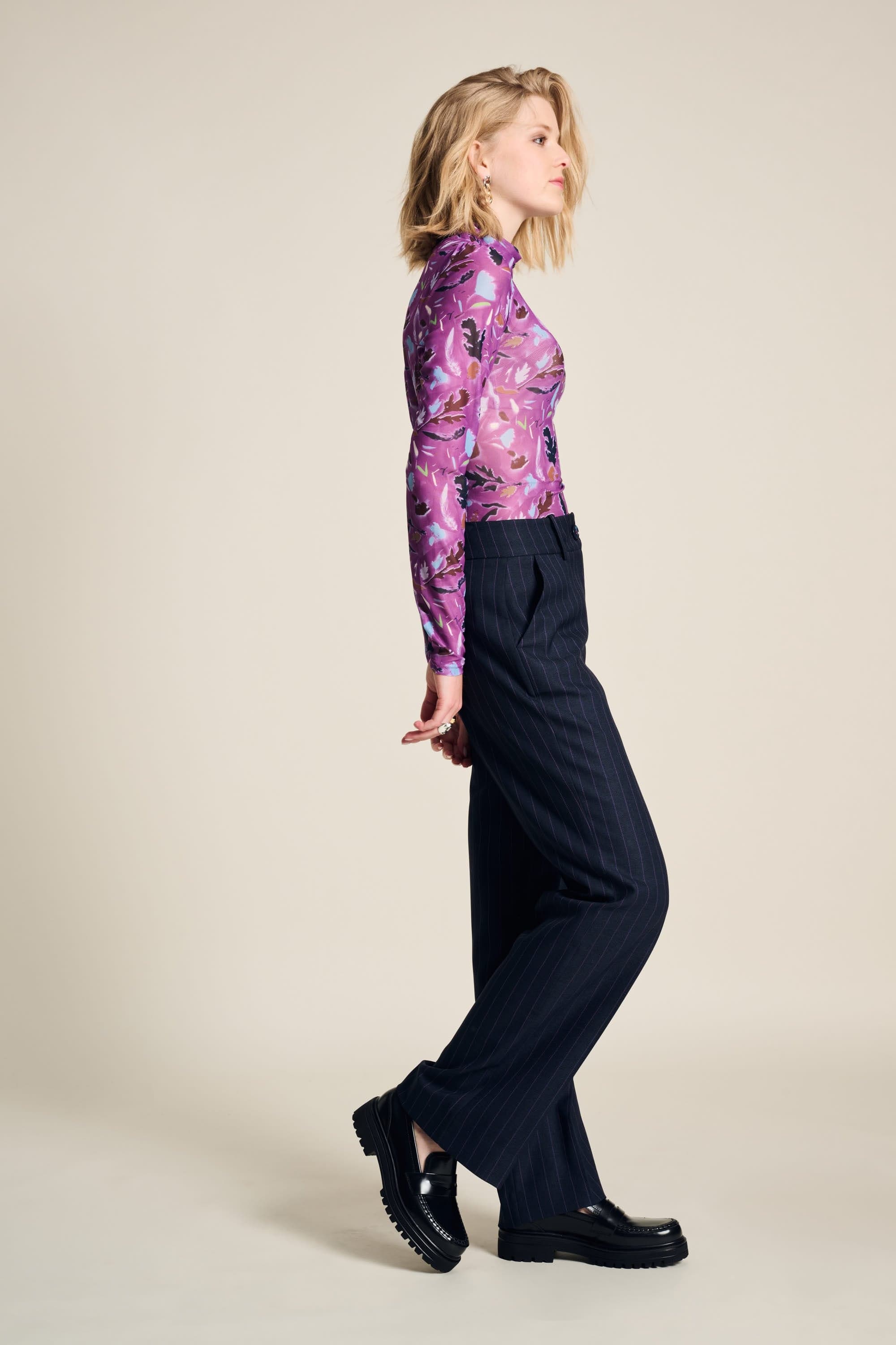 BROEK - Striped Midnight Blue