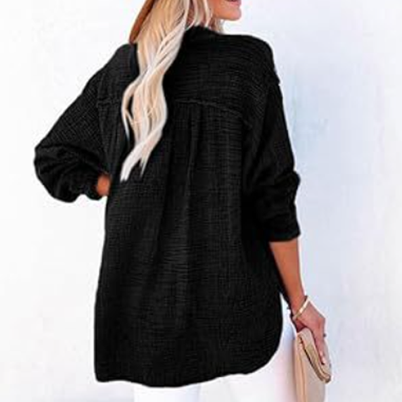 Casual blouse met lange mouwen en gaasknoopsluiting