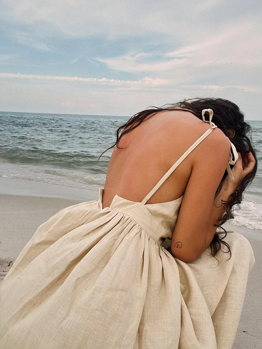 Alessia | Linnen Strandjurk – Vintage Look