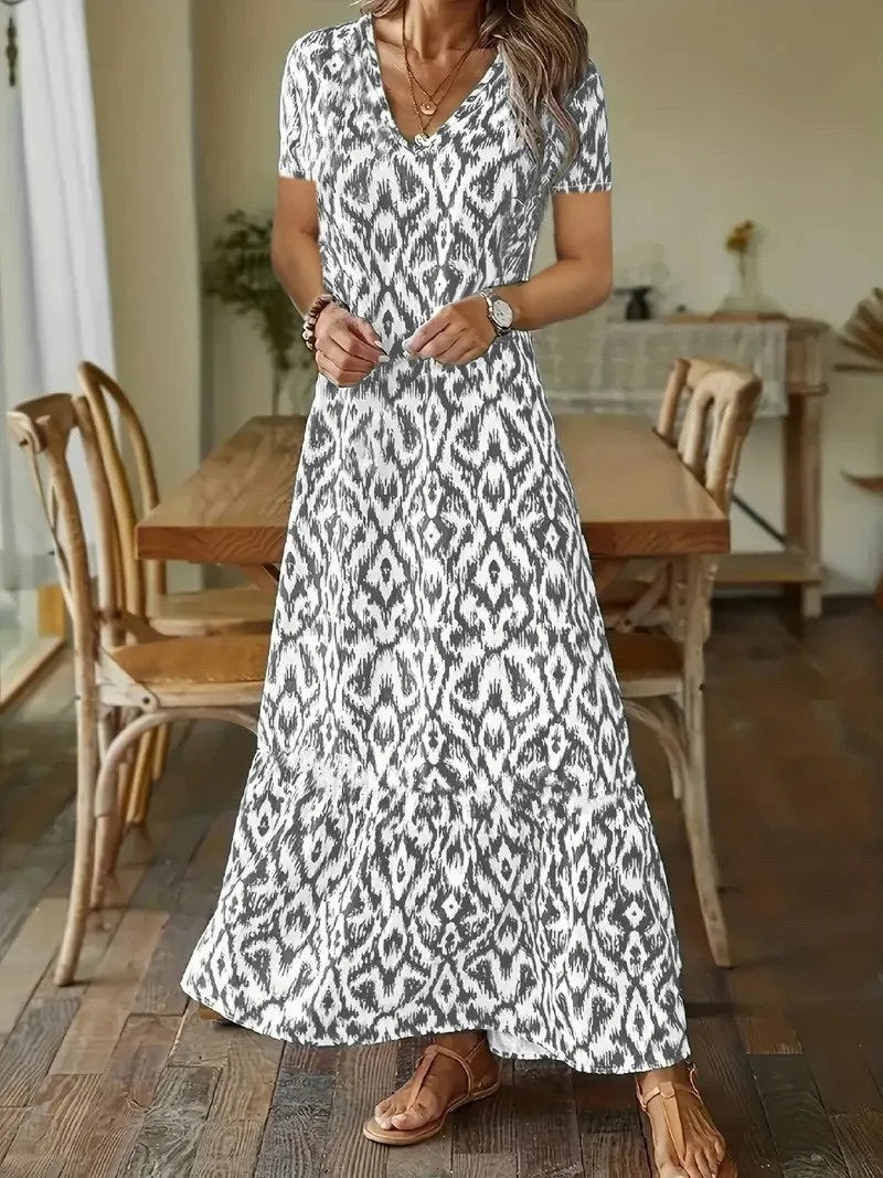 Serena | Zomerjurk met V‑Hals en Halve Mouwen