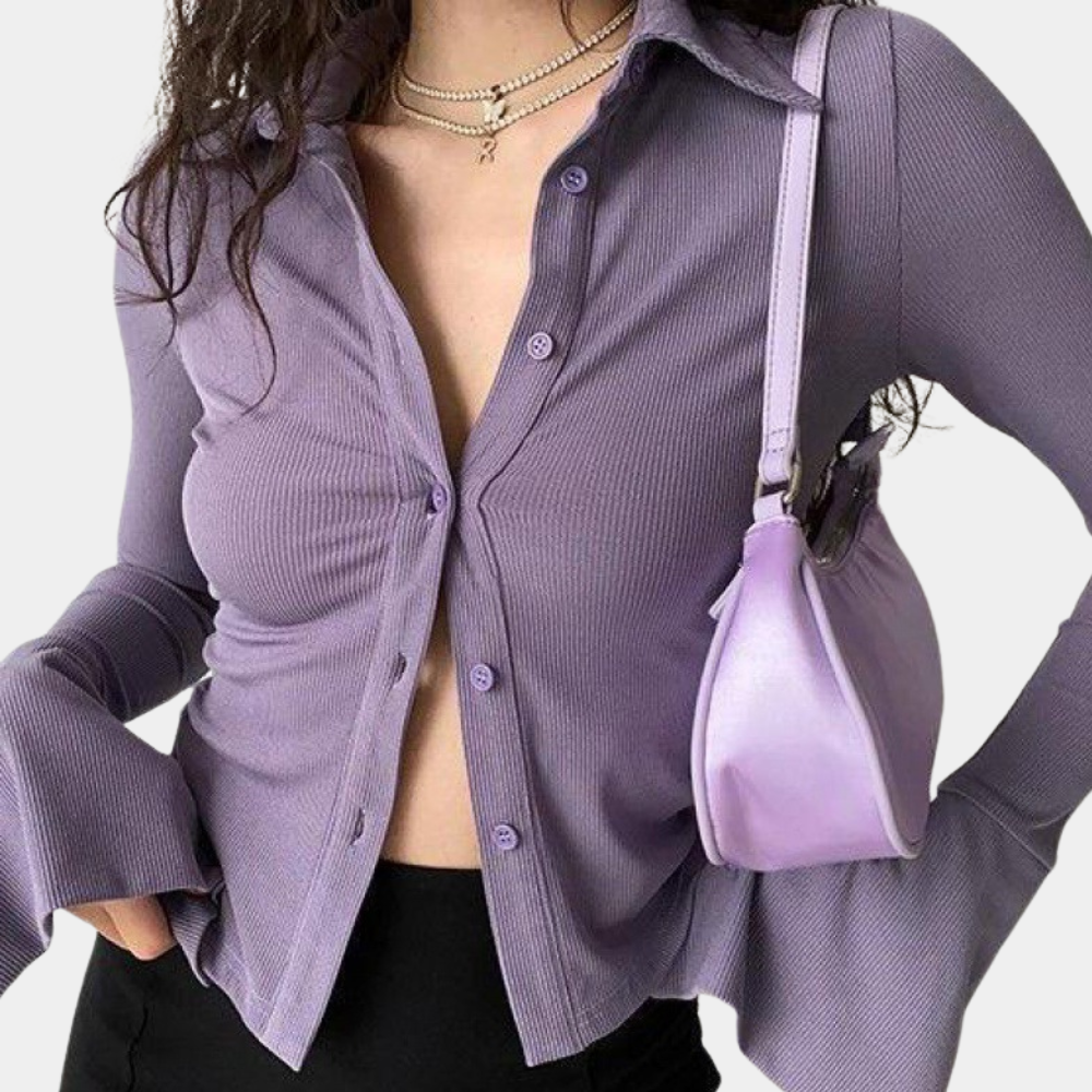 Amelia™ Getailleerde Damesribtop