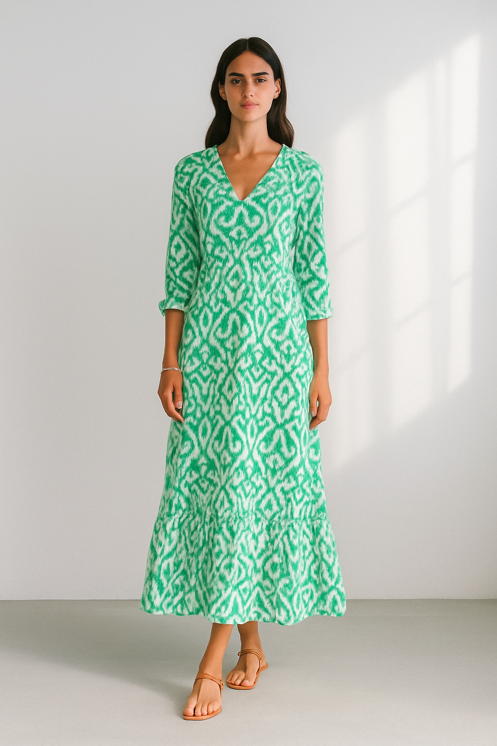 Serena | Zomerjurk met V‑Hals en Halve Mouwen