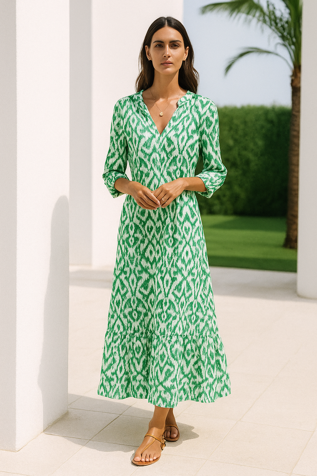 Serena | Zomerjurk met V‑Hals en Halve Mouwen