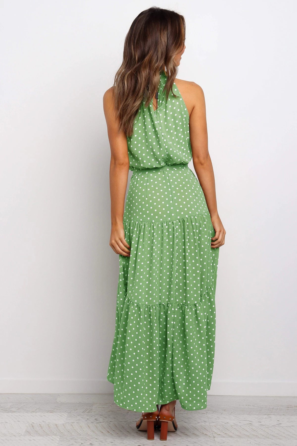 Rafaela - Elegante Midi Jurk met Stipjes en Halsband