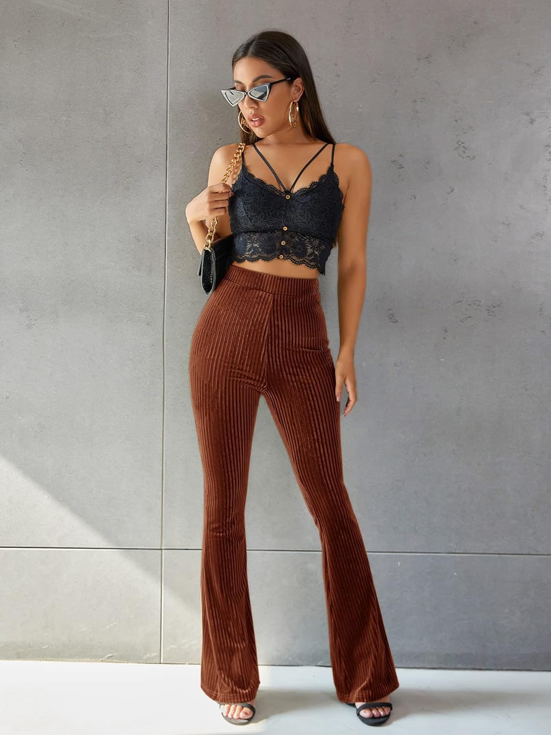 Retro Hoge Taille Corduroy Flare Broek