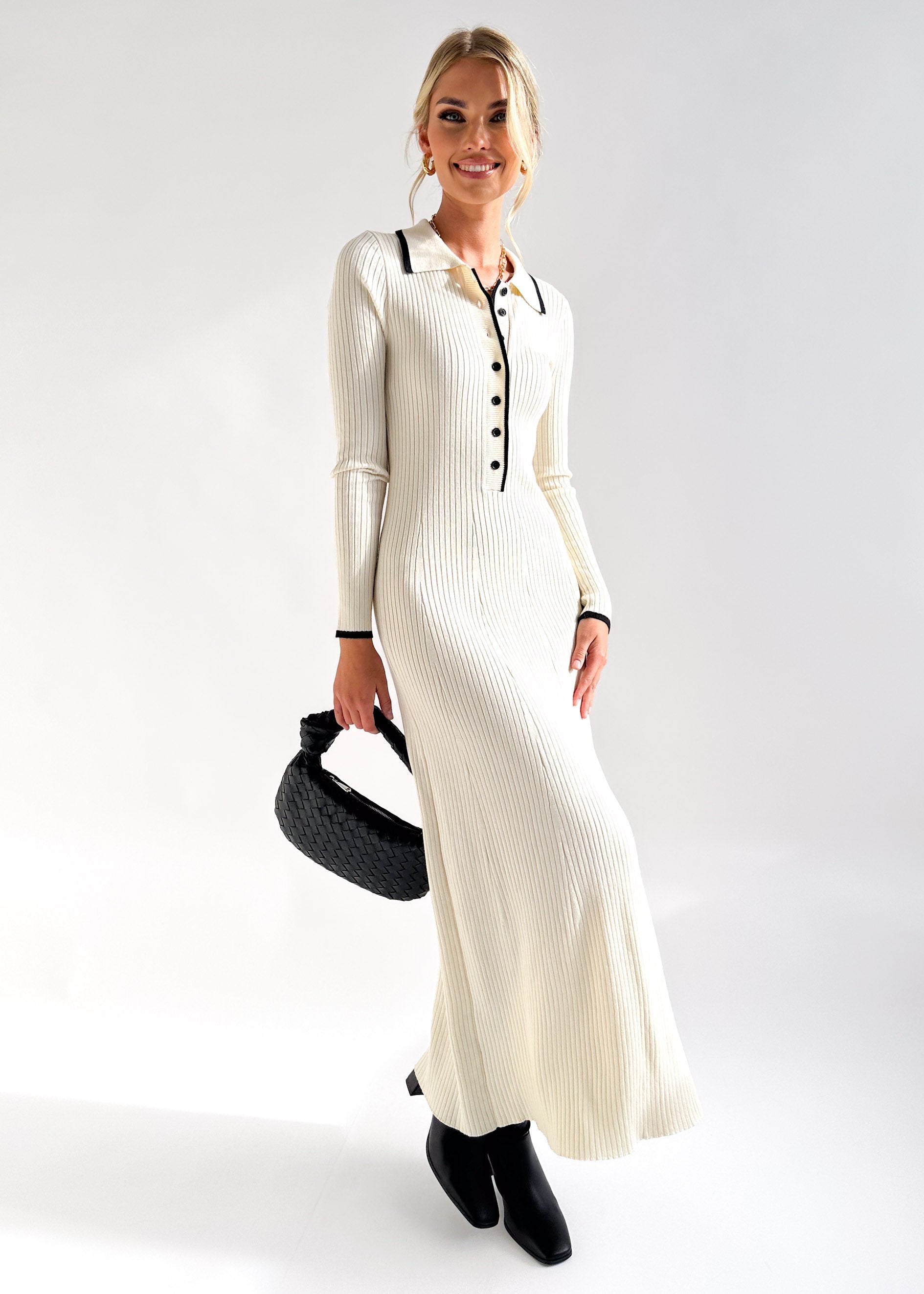 Coralia l Harlina Knit Midi Dress - Milk