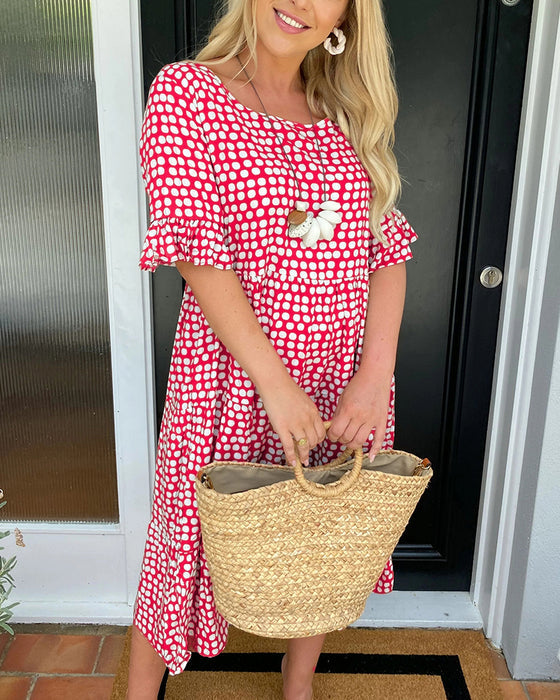 Elvina™ – Lentejurk met Ronde Hals en Polka Dot Print