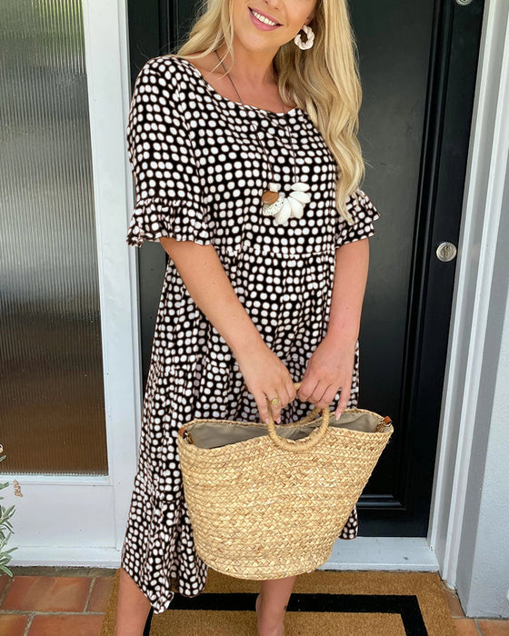 Elvina™ – Lentejurk met Ronde Hals en Polka Dot Print
