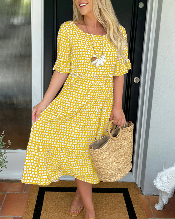Elvina™ – Lentejurk met Ronde Hals en Polka Dot Print