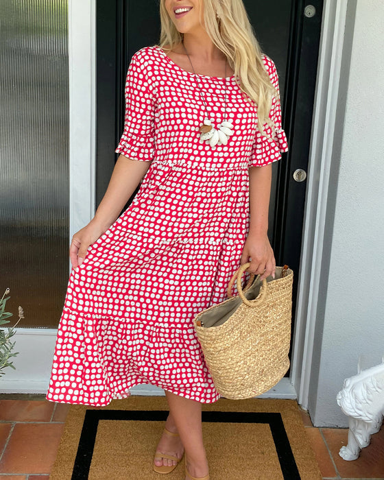 Elvina™ – Lentejurk met Ronde Hals en Polka Dot Print