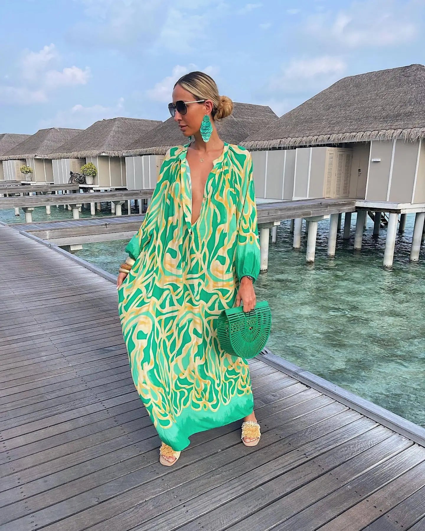 Elegance Lente/Zomerjurk – Vrouwelijke Maxi-jurk met V-hals