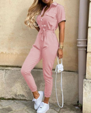 ISALINE | Minimalistische Jumpsuit met Elegante Knoopsluiting