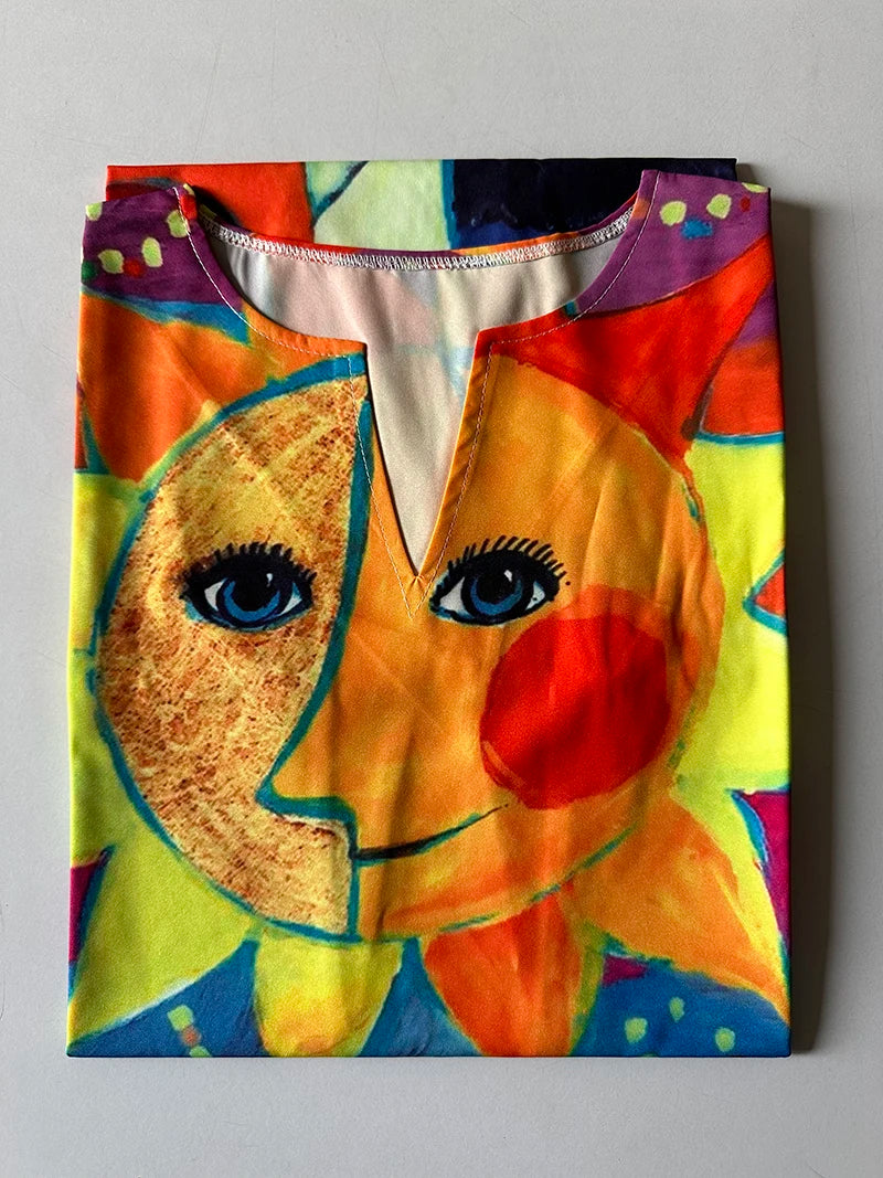Solara | Boheemse Zomerjurk met Kattenprint