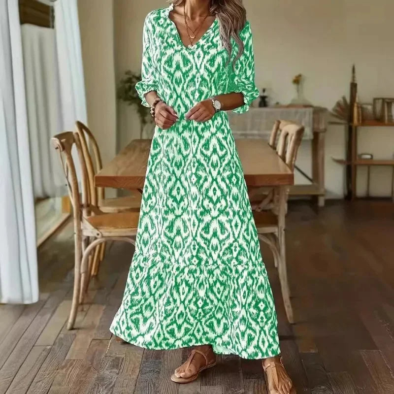 Serena | Zomerjurk met V‑Hals en Halve Mouwen