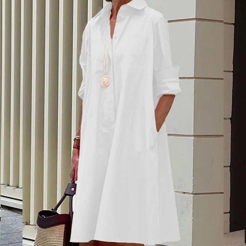 Mirra | Moderne oversize zwarte overhemdjurk