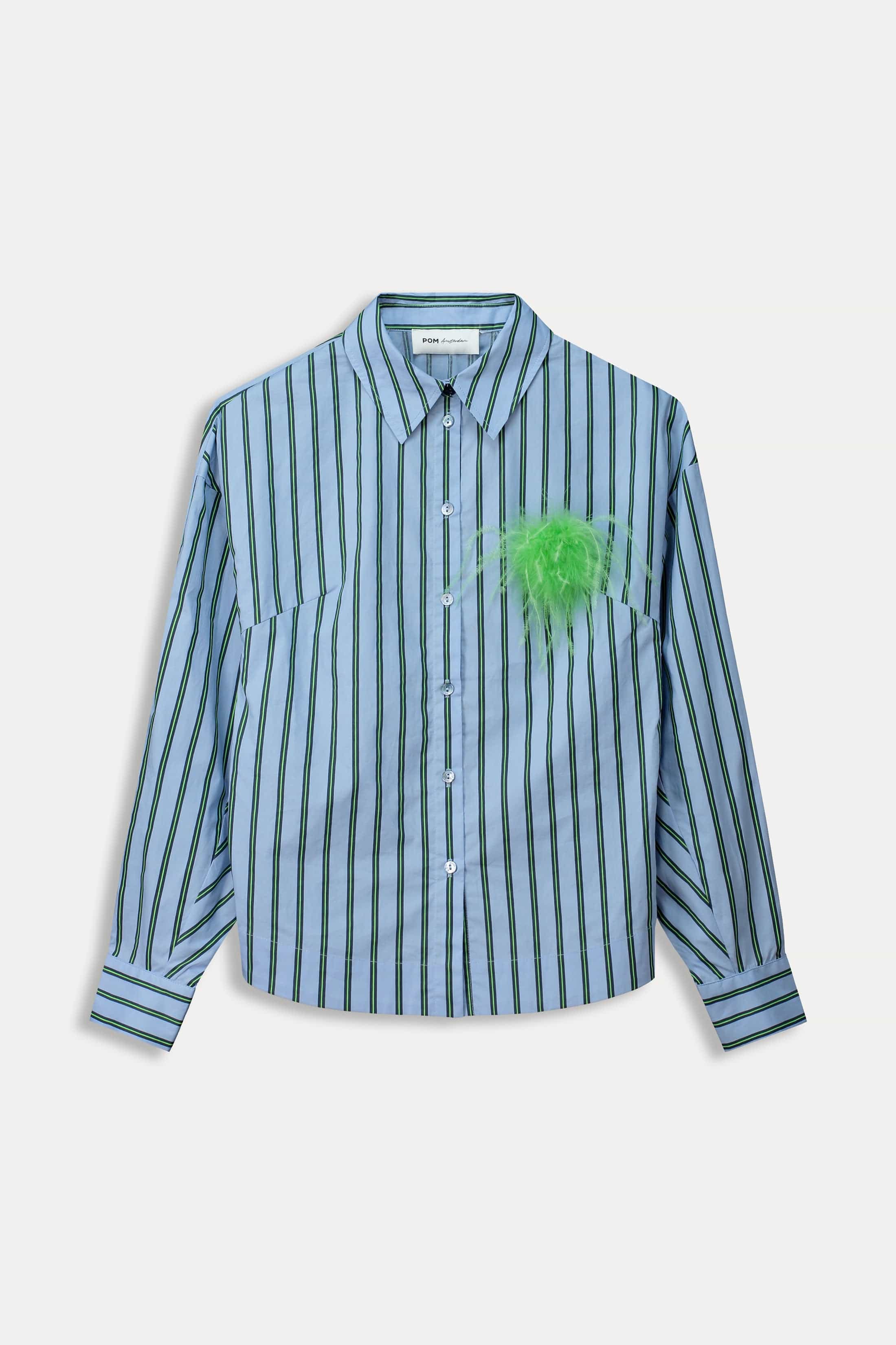 BLOUSE - Striped Poplin Cloudy Blue