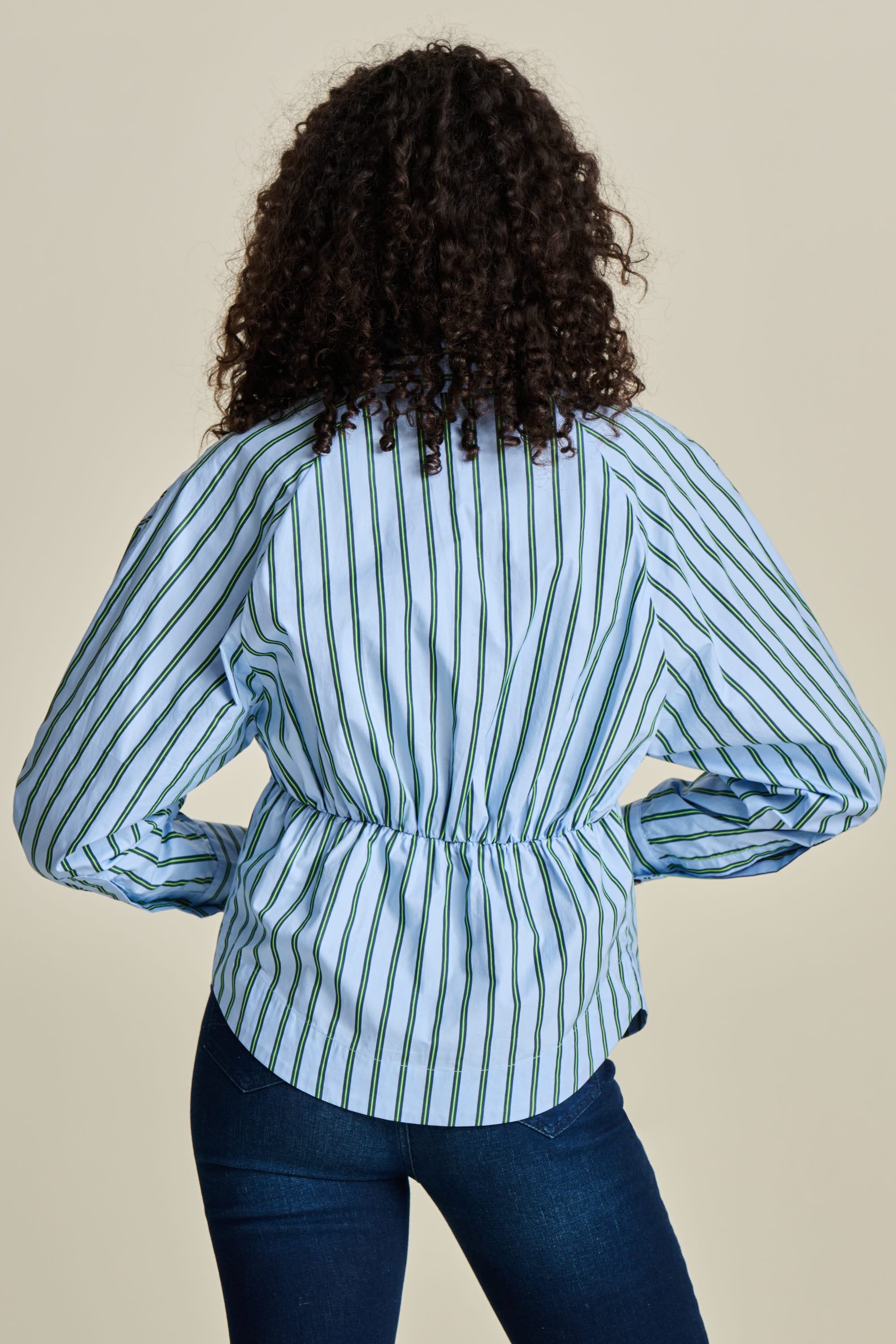 BLOUSE - Striped Poplin Cloudy Blue
