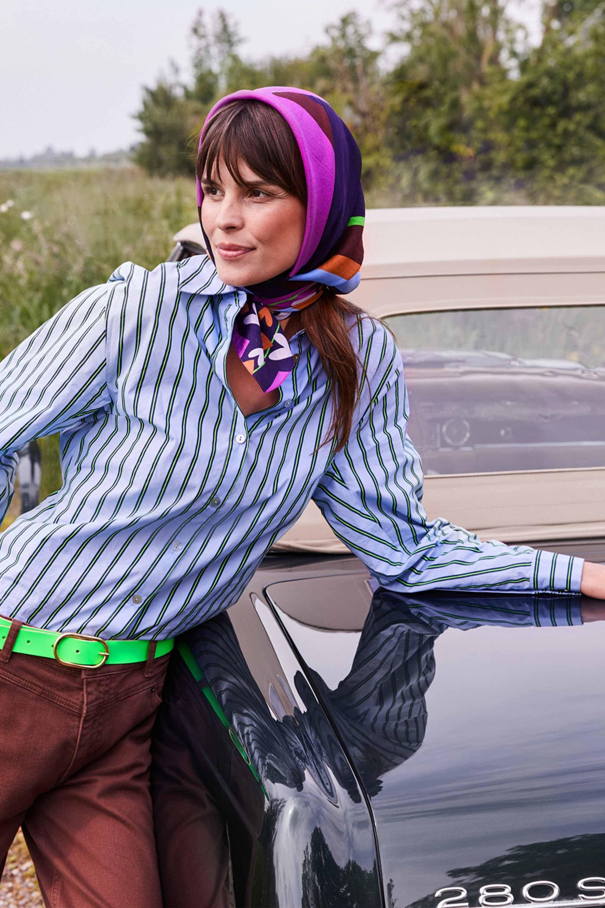 BLOUSE - Striped Poplin Cloudy Blue