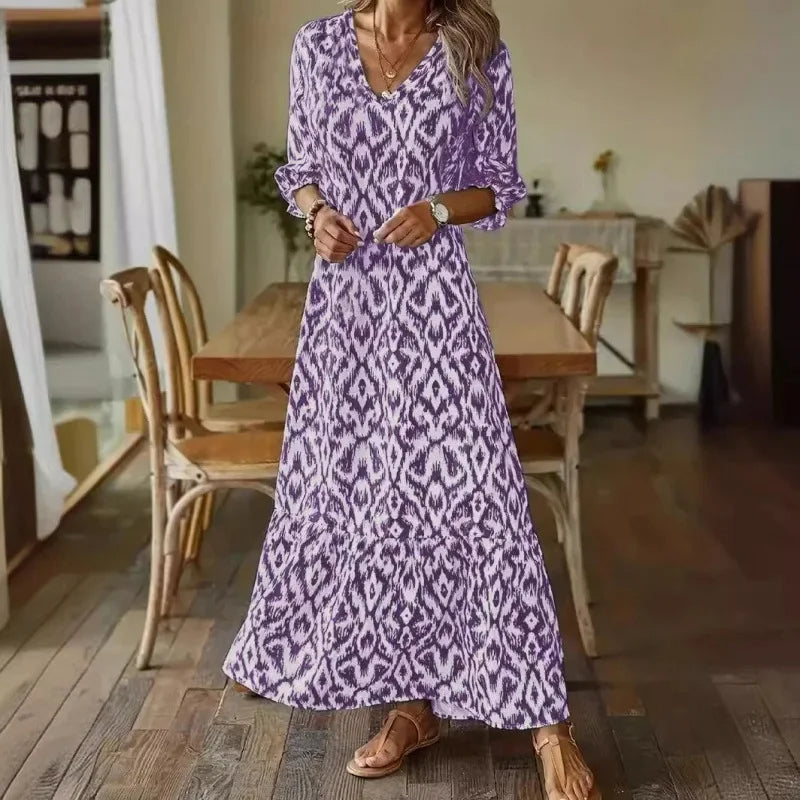 Serena | Zomerjurk met V‑Hals en Halve Mouwen