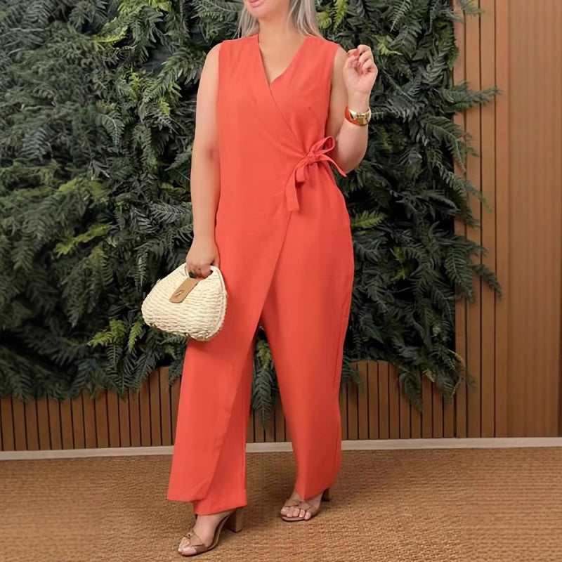 Elina™ – Casual V-Hals Jumpsuit met Strikdetail