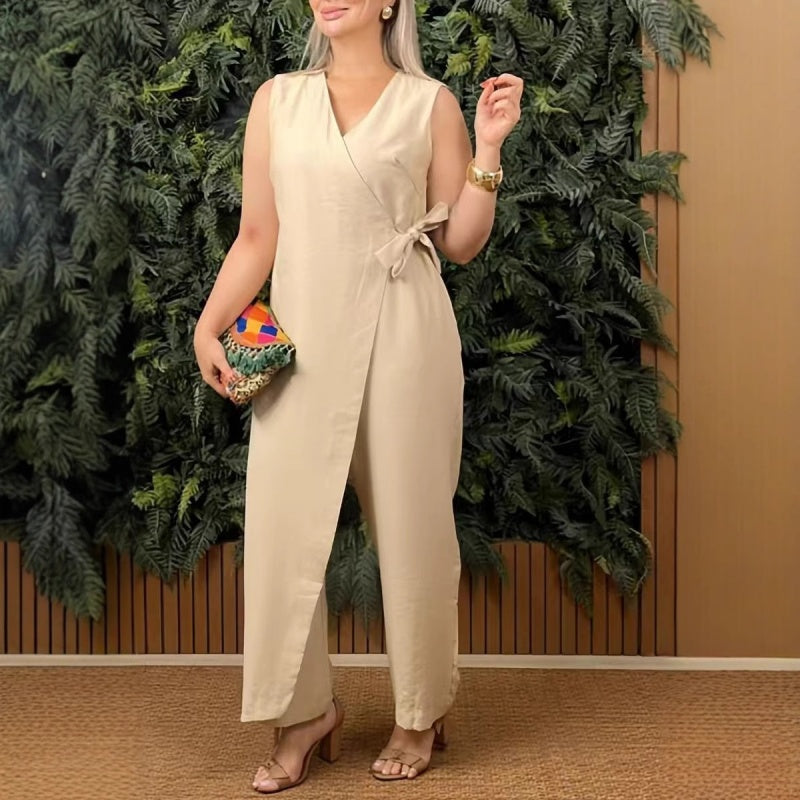 Elina™ – Casual V-Hals Jumpsuit met Strikdetail