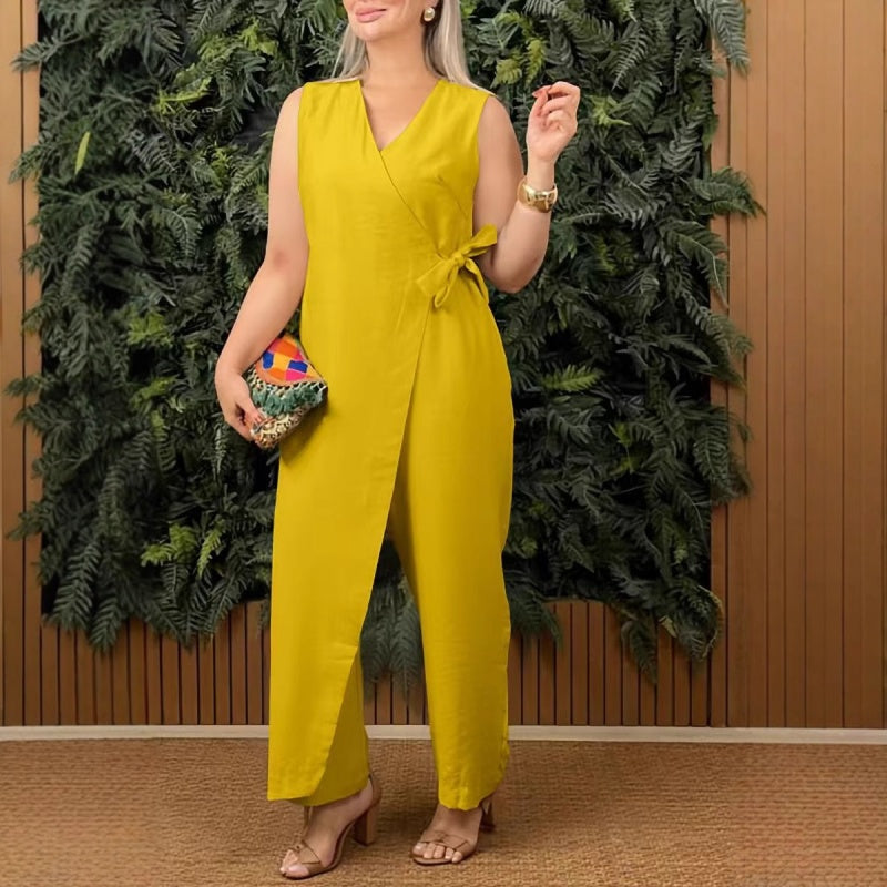 Elina™ – Casual V-Hals Jumpsuit met Strikdetail